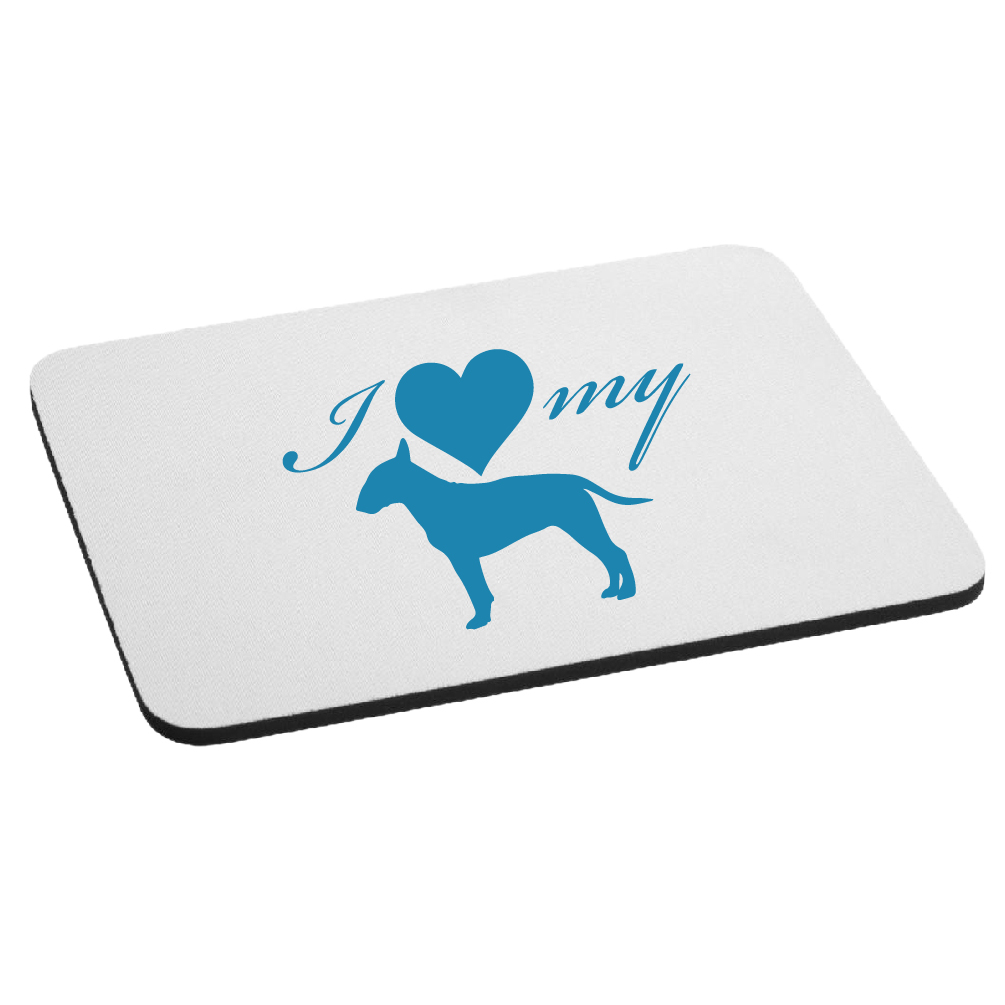 I Love my Colored Bull Terrier Mouse Pad 9.25