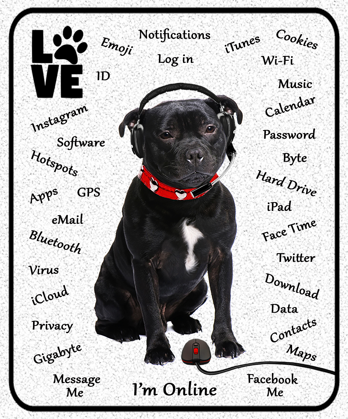 I Love my Staffordshire Terrier Mouse Pad 9.25