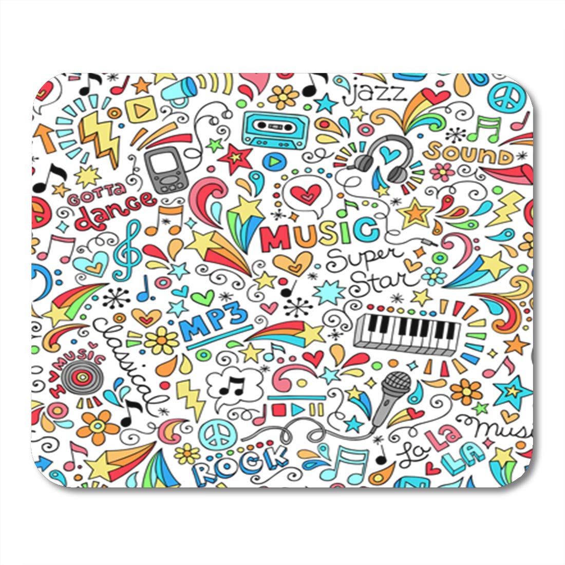 Groovy Music Doodle Mouse Pad 9.25