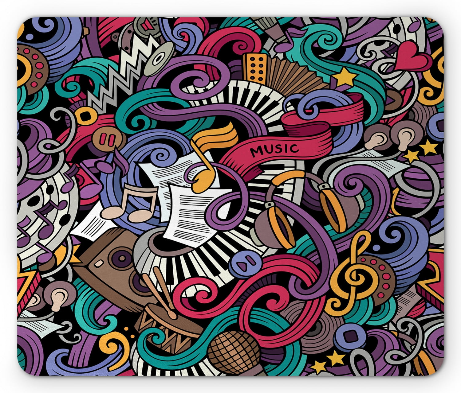 Music Doodle Gold Mouse Pad 9.25