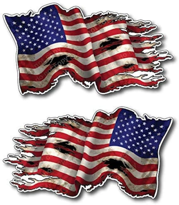 Waving American Flag Vinyl Decal / Sticker ** 4 Sizes **