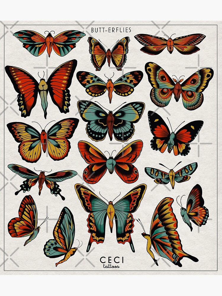 Butterfly Traditional Tattoo Flash Die-cut Vinyl Decal / Sticker ** 4 Sizes **