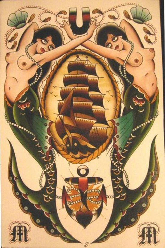 Traditional Tattoo Flash Sailor Mermaid Die-cut Vinyl Decal / Sticker ** 4 Sizes **