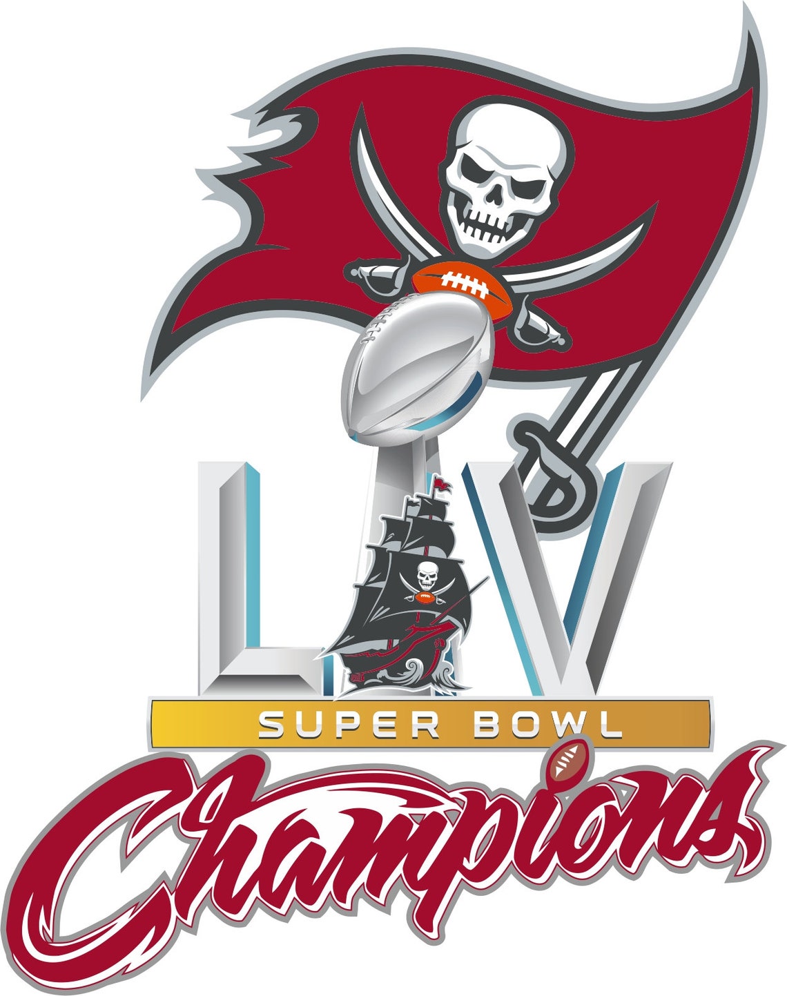 Tampa Bay Buccaneers Super Bowl LV 2021 Die-cut Vinyl Decal / Sticker ** 4 Sizes **