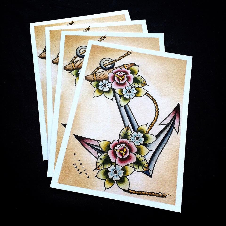 Anchor Traditional Tattoo Flash Die-cut Vinyl Decal / Sticker ** 4 Sizes **