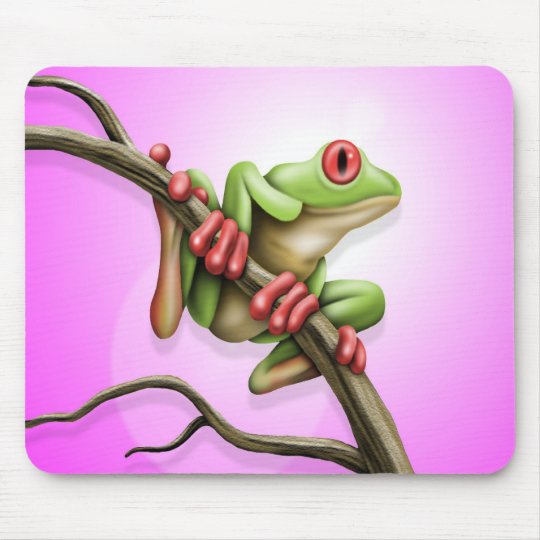 Red And Black Tree Frog Mouse Pad 9.25